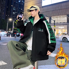 加绒加厚连帽夹克男秋冬时尚潮流加厚棉衣男外套L8658-P87，男装夹克，星座310B-3
