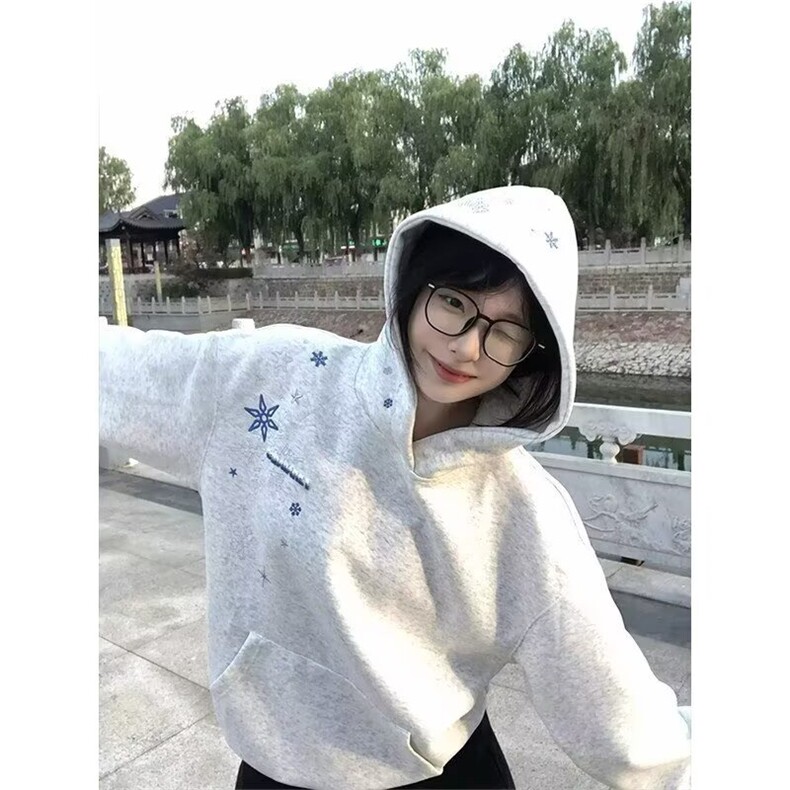 日系时尚流行连帽卫衣套头女原宿气质潮流慵懒简约文艺新款WY3293,男装卫衣,星座516A