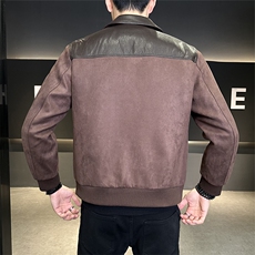鹿皮绒翻领夹克式羽绒服男标50白鸭绒外套潮B317/2521/P195，男装夹克，电商B317