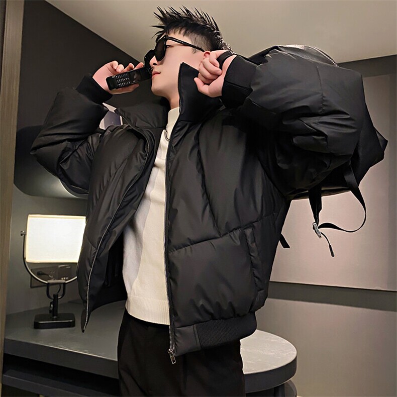 AY92/P138控178冬季社会小伙小众高级设计盔甲重磅面包服男黑首2,男装棉衣,星座305B-1