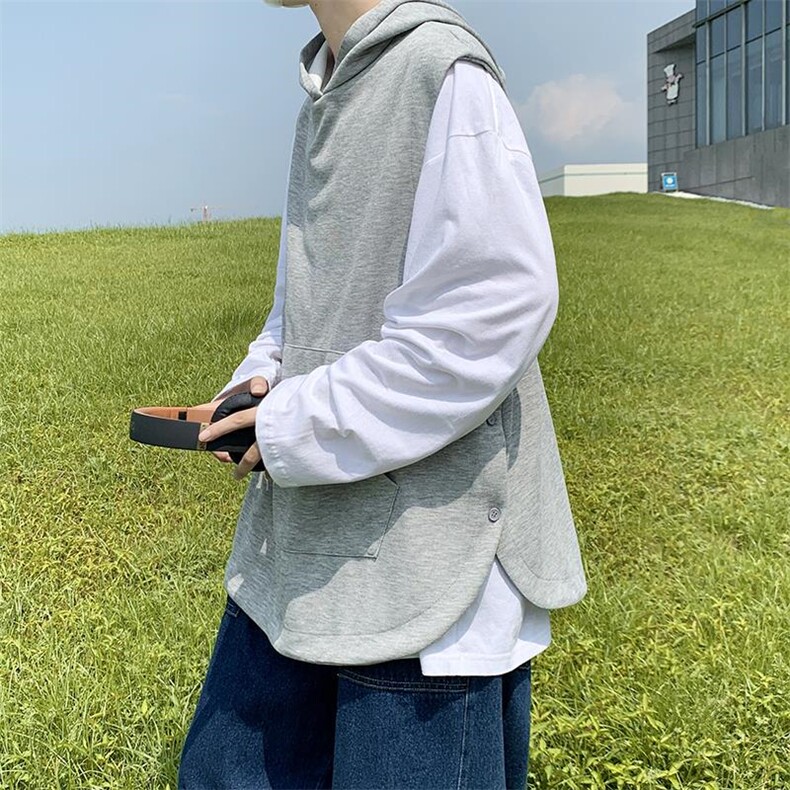 秋冬中性毛线马甲无袖背心休闲开衩情侣针织衫上衣外套  H204/P50图片