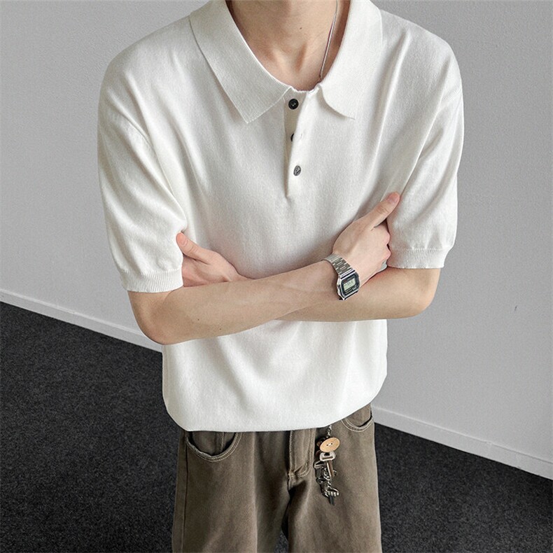 轻熟老钱风针织衫翻领polo/短袖简约休闲男款,男装T恤,星座914