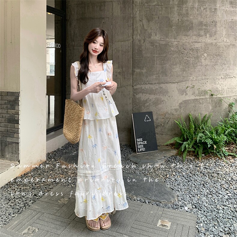 韩版减龄无袖上衣半身裙套装女2025夏季新款高级感温柔减龄两件套,女装套装/套裙,2C052