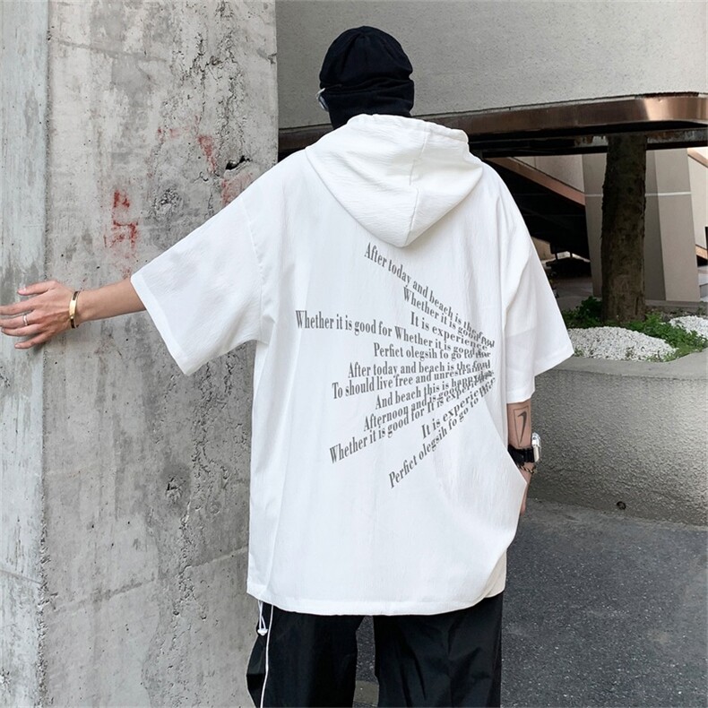 DSA028-MQA2332 P38 夏季复古潮牌连帽工装短袖男百搭休闲卫衣图片