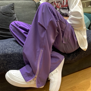 XZ213-DK2001-P55控68 港风大码拉链开叉hiphop美式休闲工装裤男图片