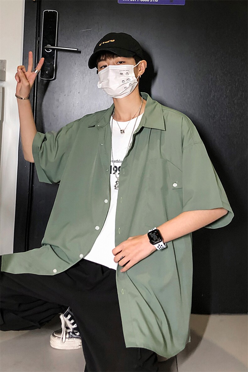 2021年春季新款纯色衬衫女宽松落肩港风衬衫男DS-C407-CS302-P35,男装衬衫,电商C323-1