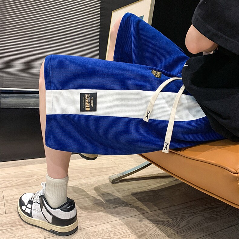 2025夏季新款拼接短裤男女情侣五分裤休闲裤衩沙滩中裤K1078-P26,男装牛仔裤,星座207