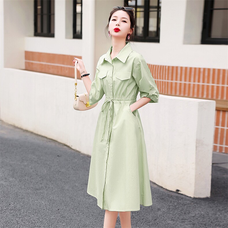 衬衫连衣裙女装夏季温柔风小个子收腰显瘦高级感法式别致茶歇裙子,女装连衣裙,贵人树