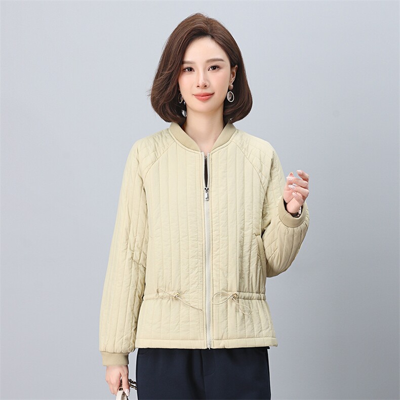 叶笙衣1181棒球领竖条纹抽绳棉衣,女装棉衣/棉服,叶笙衣