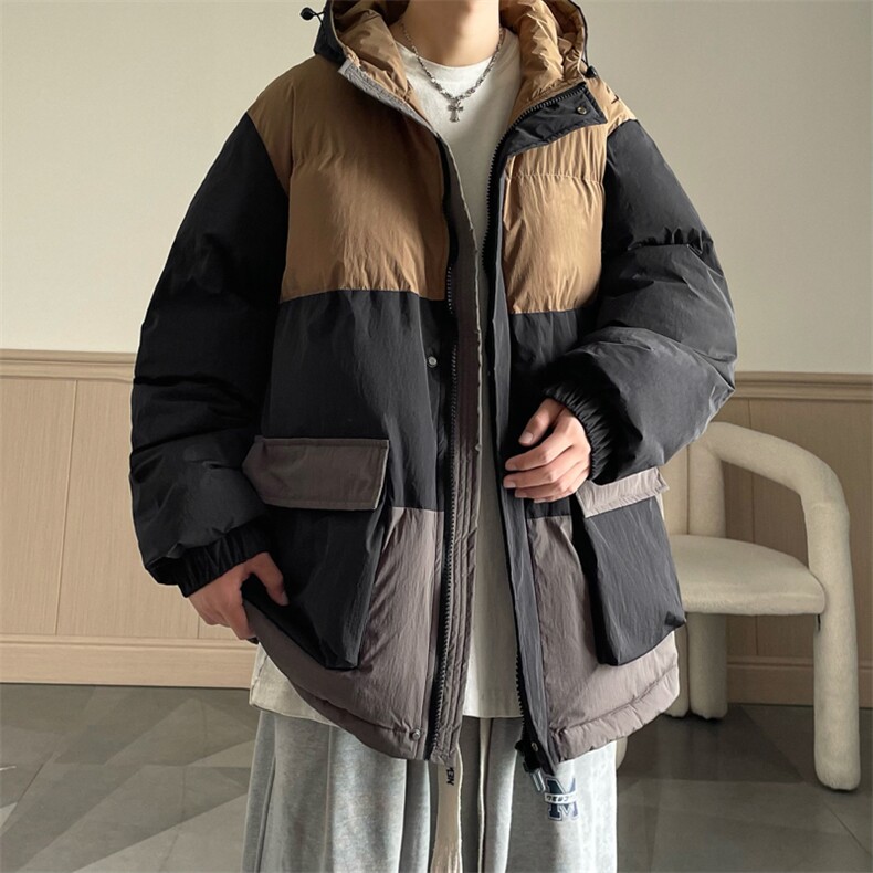 港风2026新品冬季宽松情侣装撞色棉衣棉服冬装加厚外套D008-P100图片