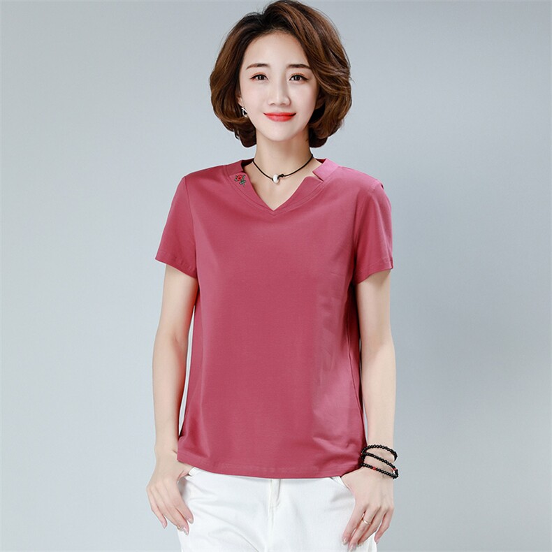 2024夏季新款女装时尚潮流圆领短袖中长款纯色连衣裙套装,女装T恤,姿萝菲