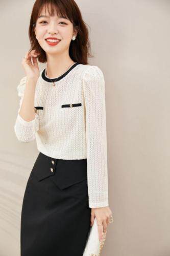 2021秋季新品韩版小香风针织蕾丝上衣，其它，秋子丰色(3F)