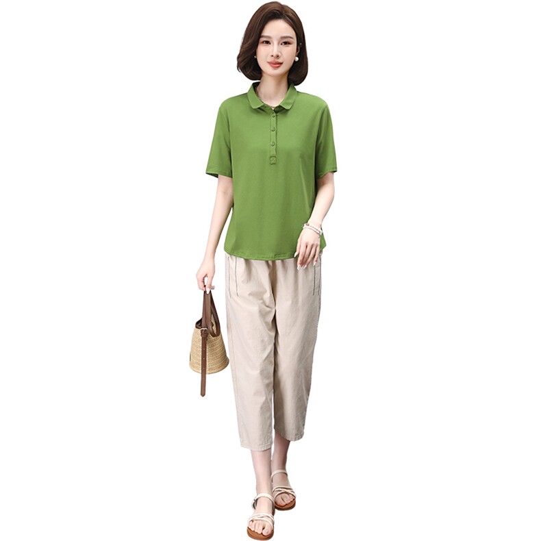 时尚女装POLO衫套装八分裤休闲裤612显瘦百搭气质款,女装套装/套裙,3200格调
