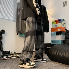 阔腿牛仔裤男高街嘻哈ins潮流拖地长裤痞帅百搭直筒裤子N8085-p45，男装牛仔裤，星座1008-1