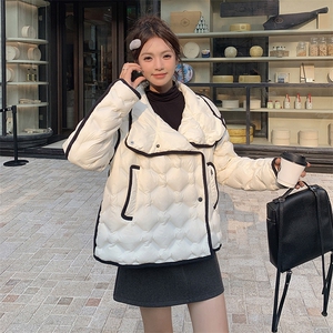 【有大货】主推设计感撞色短款羽绒服女2C372-9056-P255控368图片