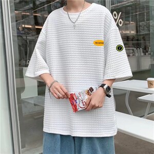 男圆领T恤宽松短袖华夫格短袖T989P26图片