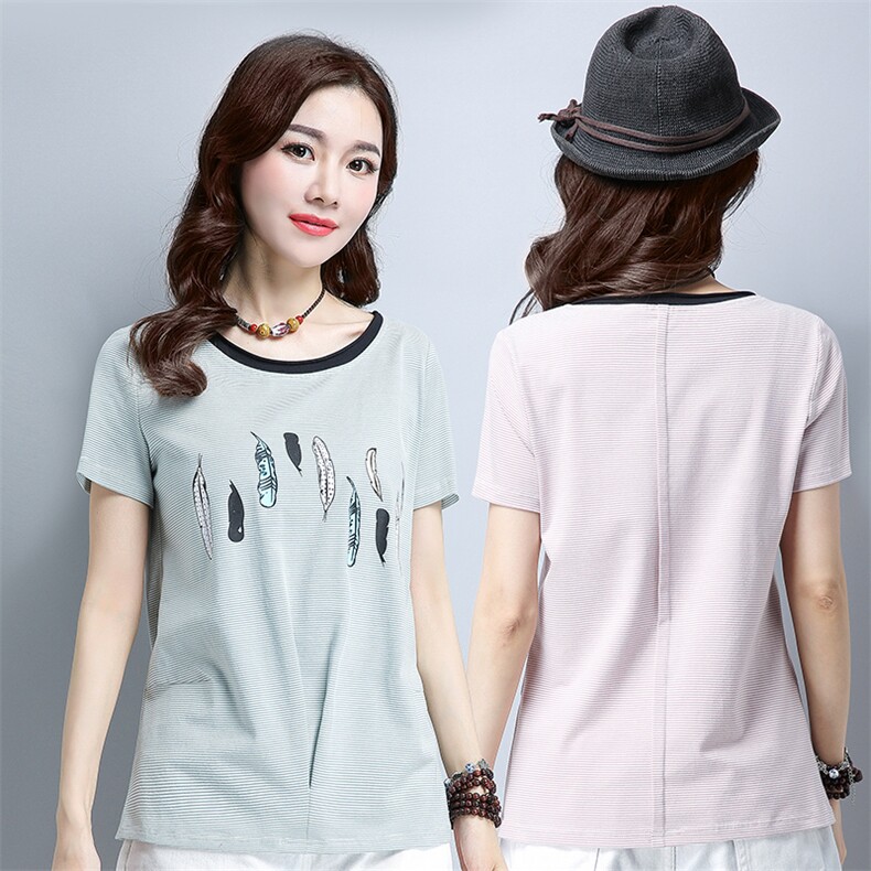 2021年夏季短袖修身创意T恤风景通勤圆领抽褶韩版时尚百搭气质，女装T恤，丽影随形