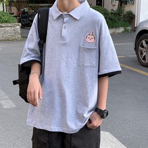 夏季 高点击龙珠印花 港风短袖翻领T恤男五分袖Polo衫T14 P35图片