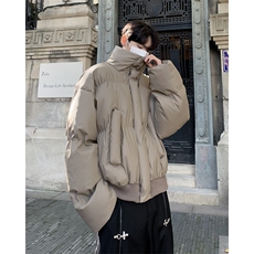 美式PU皮立领短款棉服男加厚保暖工装棉衣外套冬季ootd穿搭面包服，男装棉衣，星座410-7