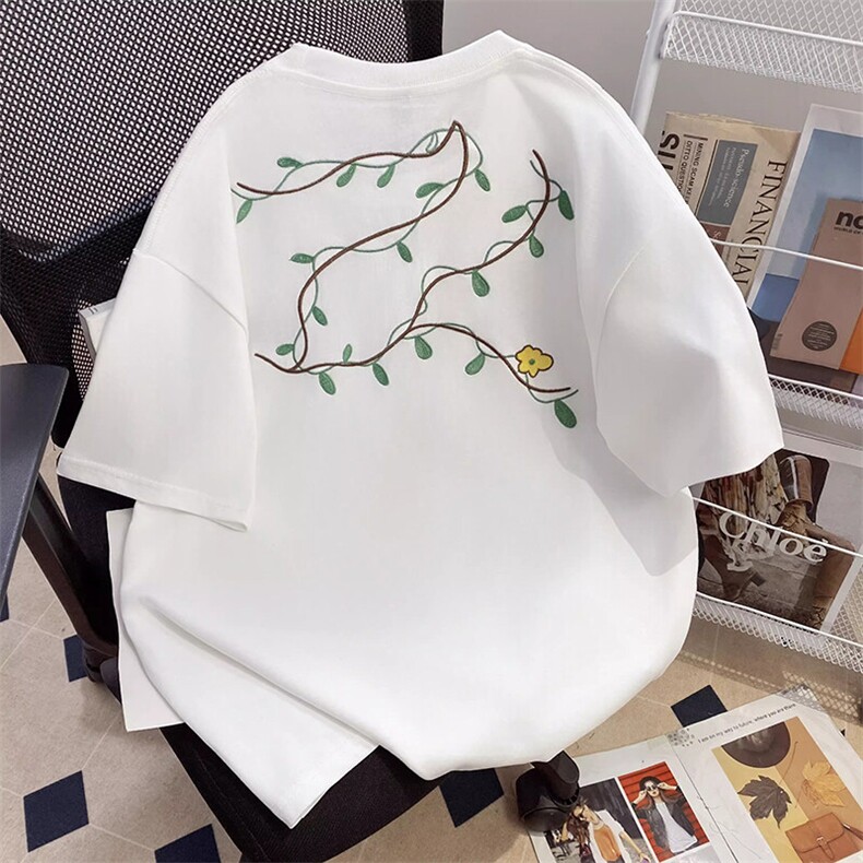 万针全刺绣工艺高品质260克纯棉双纱美式宽松百搭短袖T恤特P33,男装T恤,电商A486-1