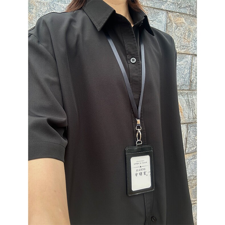 薄款冰丝短袖衬衫男简约纯色垂感休闲痞帅衬衣CS288-P20,男装T恤,星座301C-5
