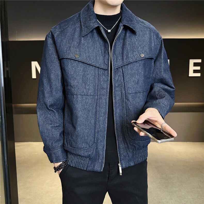 新标90羽绒服男冬季2025新款牛仔外套A313-5551-P235有报告,男装工装外套,电商A313