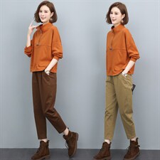 休闲套装女2025春秋新款中年妈妈宽松减龄卫衣时尚洋气运动两件套，女装套装/套裙，璐依舞