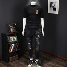 2021秋冬新款男士半高领短袖毛衣QT711-1005-P75大货假模偏大，男装针织衫/毛衣，钱塘6066（原711）