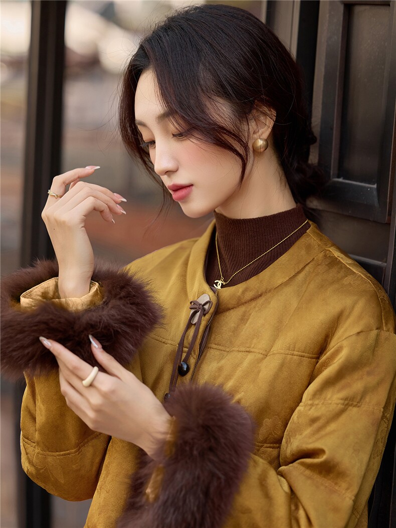 2025冬装新款新中式时尚潮流9绒羽绒服外套,女装羽绒服,曼琳思菲
