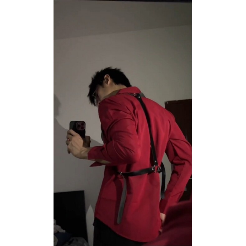 枫叶红禁欲系酒红色衬衫男春秋季痞帅dk男生制服长袖衬衣打底衫,男装衬衫,星座1007（原301D）