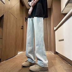 2024新款痞帅微喇叭牛仔裤直筒宽松潮牌裤子男青年现货K8130-P42，男装牛仔裤，星座512-3