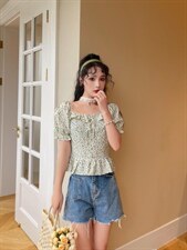 夏季碎花上衣，其它，安玖拉