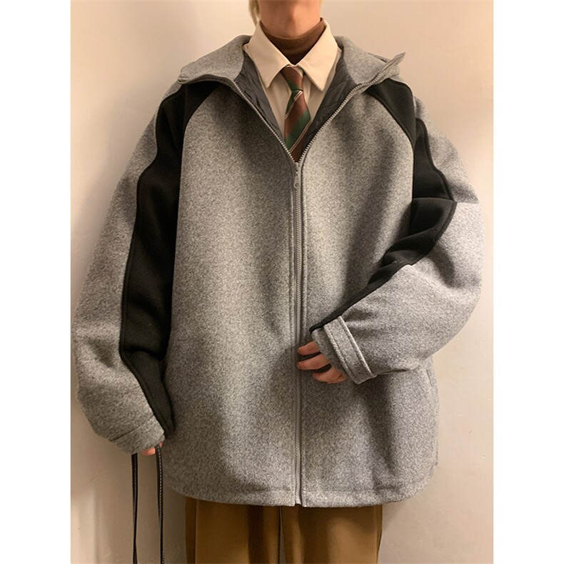 撞色棉衣毛呢外套加厚夹克棉袄港风棉服日系1016-1W88P128K158,男装夹克,星座1016-1（原电商B408-1）