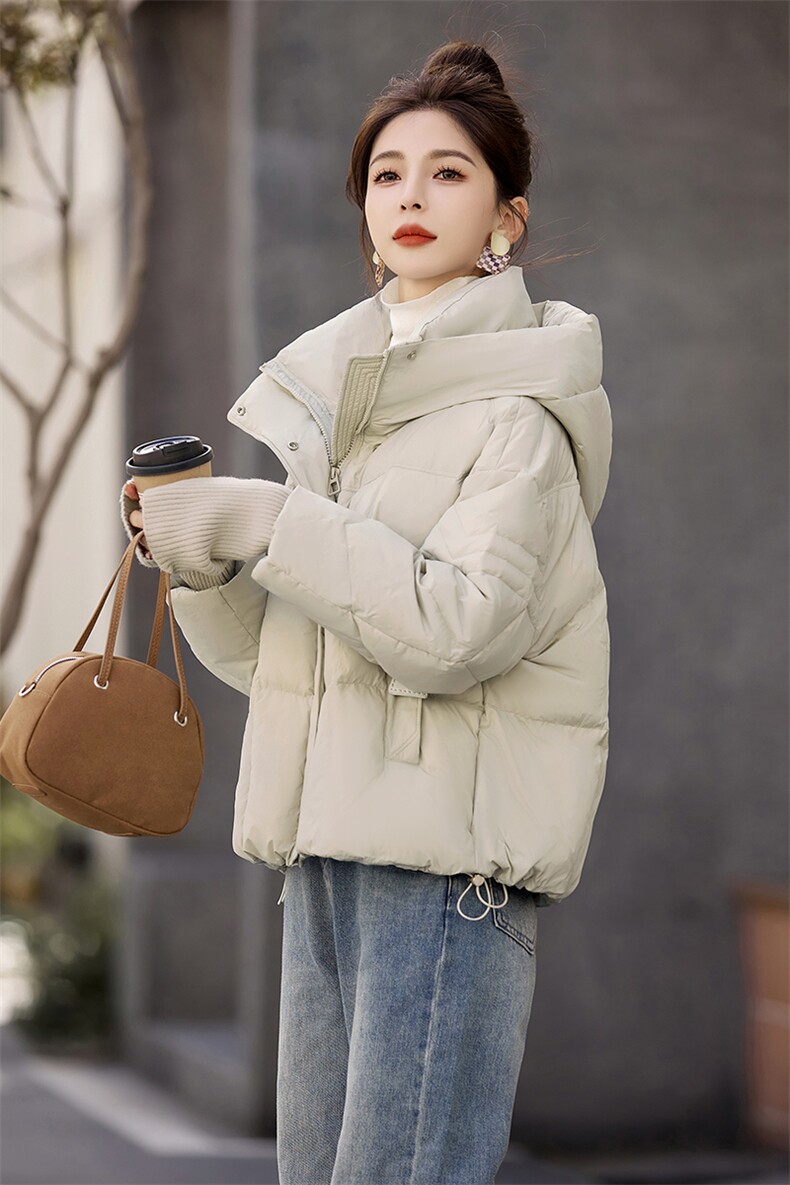 冬季短款羽绒服女2024新款小个子时尚洋气高端连帽加厚白鸭绒外套,女装羽绒服,关键词