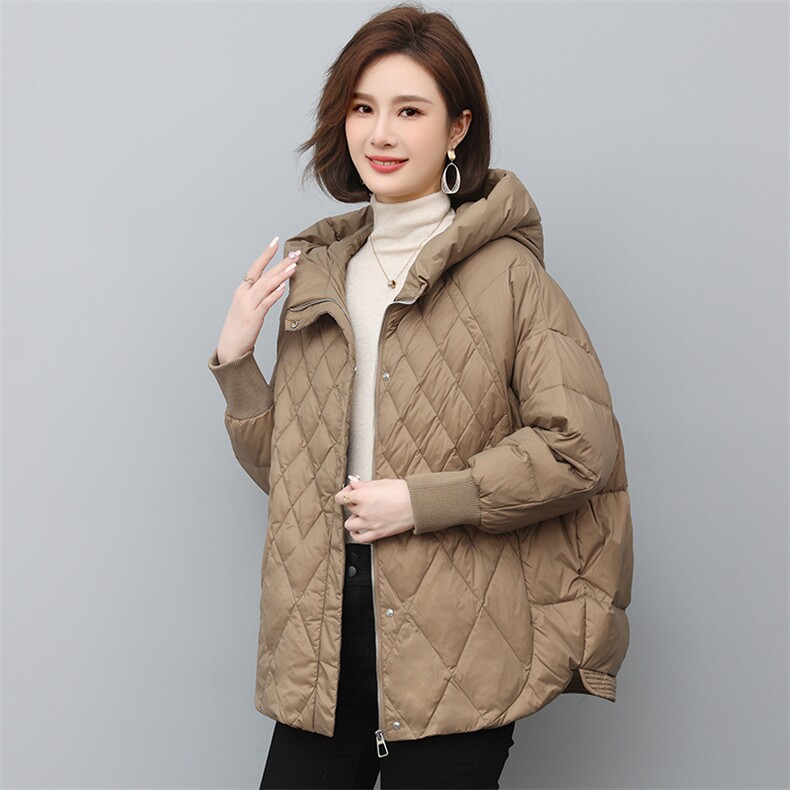 时尚龟壳背造型羽绒服女短款宽松显瘦保暖外套,女装羽绒服,衣之秀