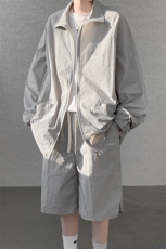 8XL-M特大码冰丝防晒服短裤套装男户外防晒衣运动外套潮TZ102P65，男装防晒衣，电商D206-1
