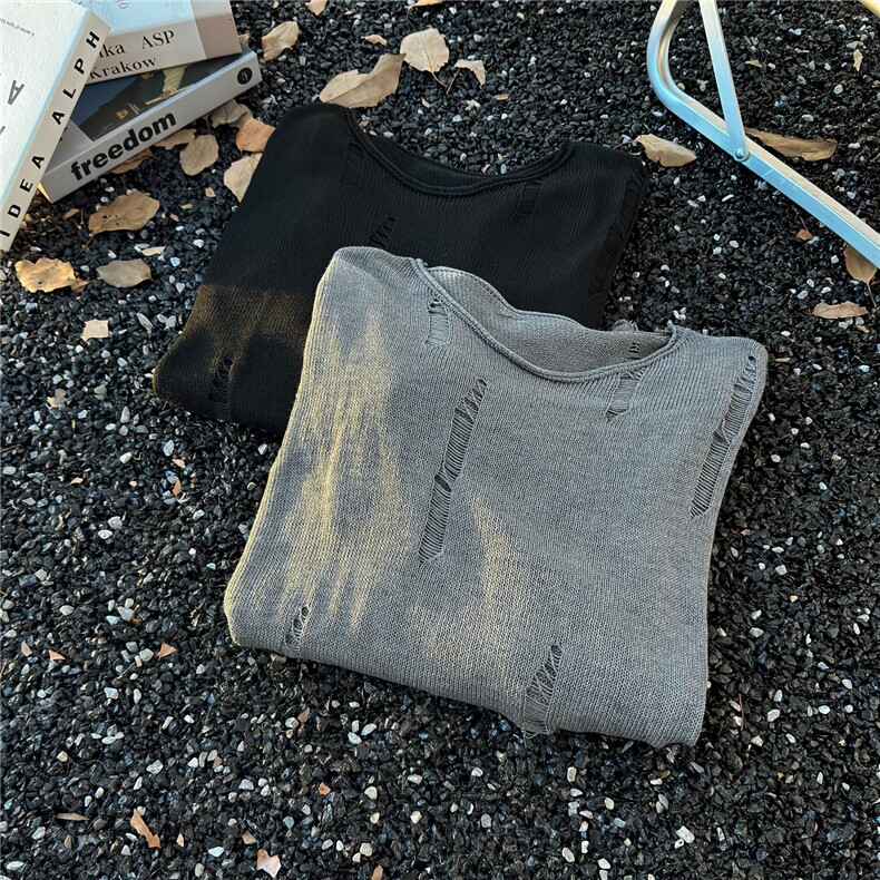 破洞上衣针织衫男女小众毛衣秋款镂空罩衫外套M0105P38,男装针织衫/毛衣,星座1013-1