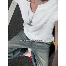 XZ809A/BXXX02/特P14不缺货肌理感美式V领坎肩背心T恤，男装背心/马甲，星座809A(原222-1)