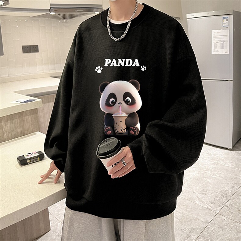 5XL华夫格卫衣男大码胖子圆领长袖t恤HW76417-P30,男装T恤,电商A040