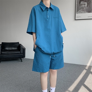 8XL-M日系工装短袖衬衫男夏季POLO衫t恤休闲运动套装TZ38004特P55图片