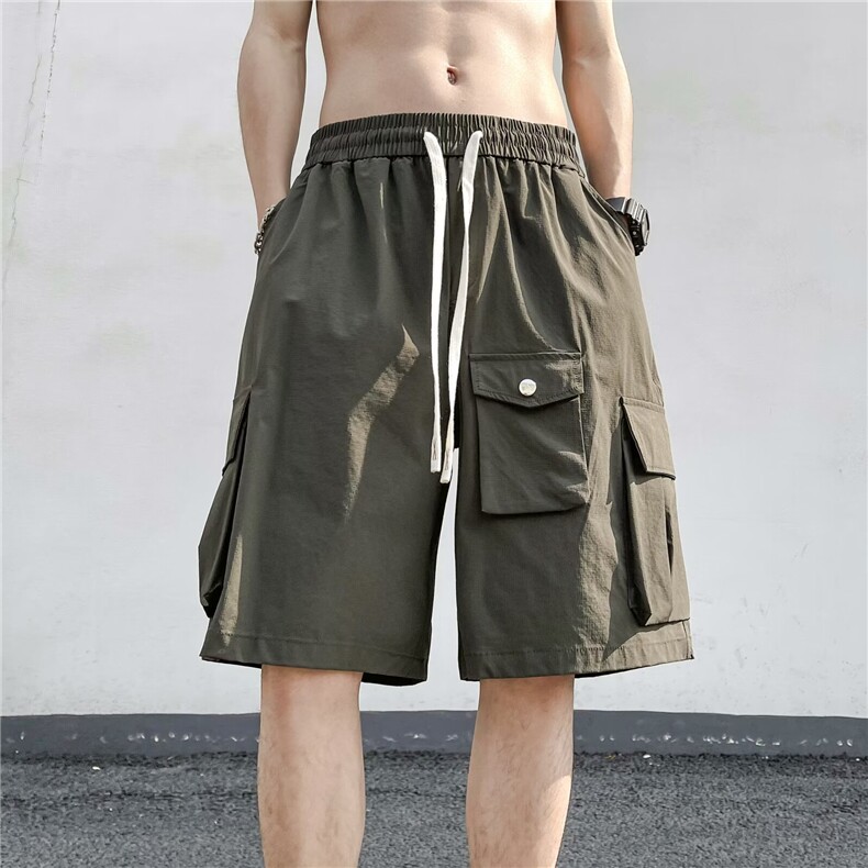 工装短裤男士潮牌超薄宽松休闲中裤夏天新款潮牌速干五分男士夏裤图片