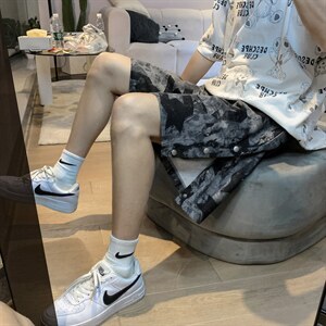 夏季迷彩短裤男潮牌嘻哈宽松潮流运动休闲侧排扣五分裤子D899-P26图片