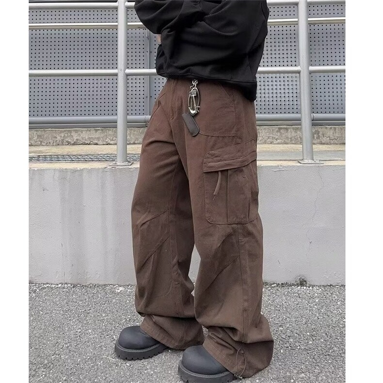 美式机能风美拉德工装裤子男女宽松直筒阔腿裤休闲裤图片