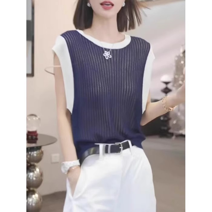 夏季新款女士简约时尚舒适条纹圆领短袖,女装T恤,恒旺羊绒