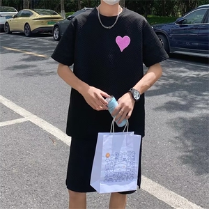 情侣装短袖男t恤夏季潮牌高级感运动短裤一套搭配TZ062-P45图片