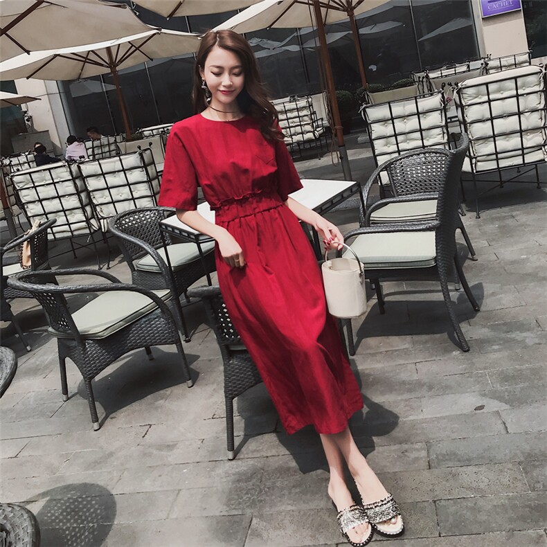 2021夏季新款棉麻连衣裙8605-7038,女装连衣裙,浙宝225