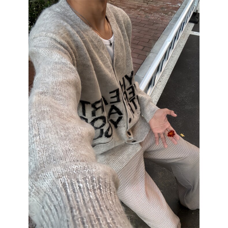 【有货】MY452LL-特P58秋冬高级感慵懒风开衫毛衣男美式针织外套,男装针织衫/毛衣,星座1007（原301D）