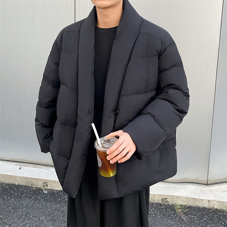 YR099-P235【有报告】90白鸭绒羽绒服短款v领男士大码面包服,男装羽绒服,电商B280-1（原A049）