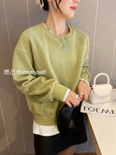 磨毛拼接卫衣，女装卫衣/绒衫，燃已