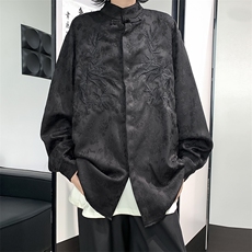 新中式潮衬衫男长袖文艺帅气百搭宽松2024秋季ins外套CY957-P43，男装衬衫，星座412-3
